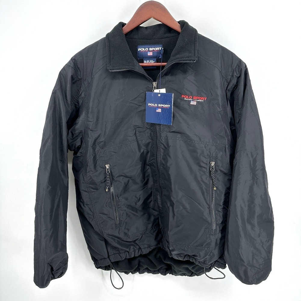 Polo Sport Ralph Lauren Fleece line Windbreaker Mens Medium Racing Jacket 90's